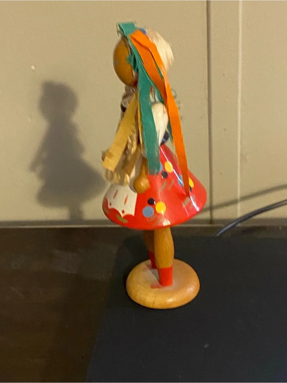 Wooden VTG Poland blonde hair doll 5” painted figure